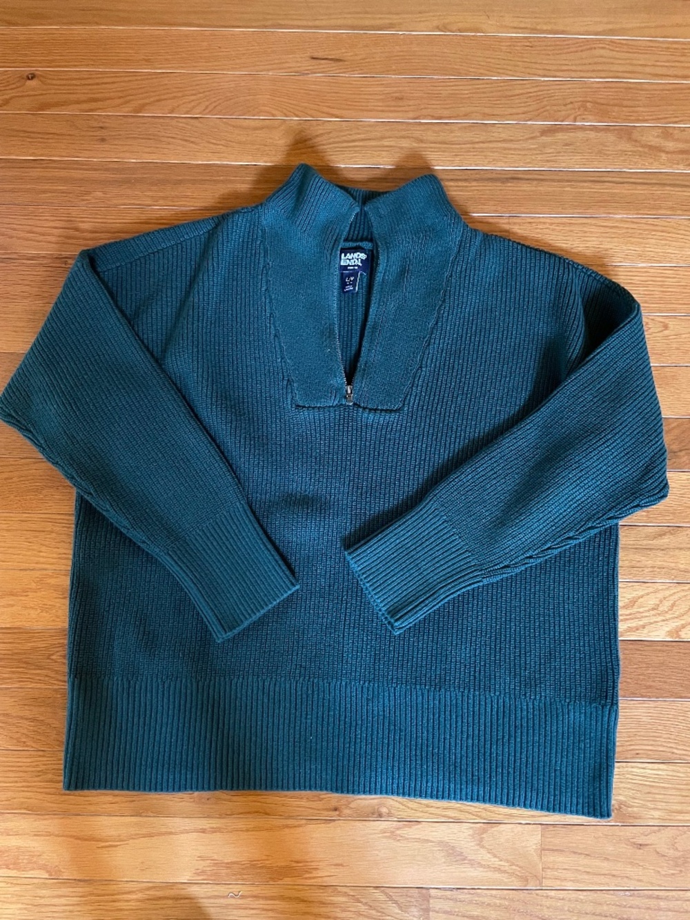 100 % Cotton Lands’ End Quarter Zip Drifter Sweater